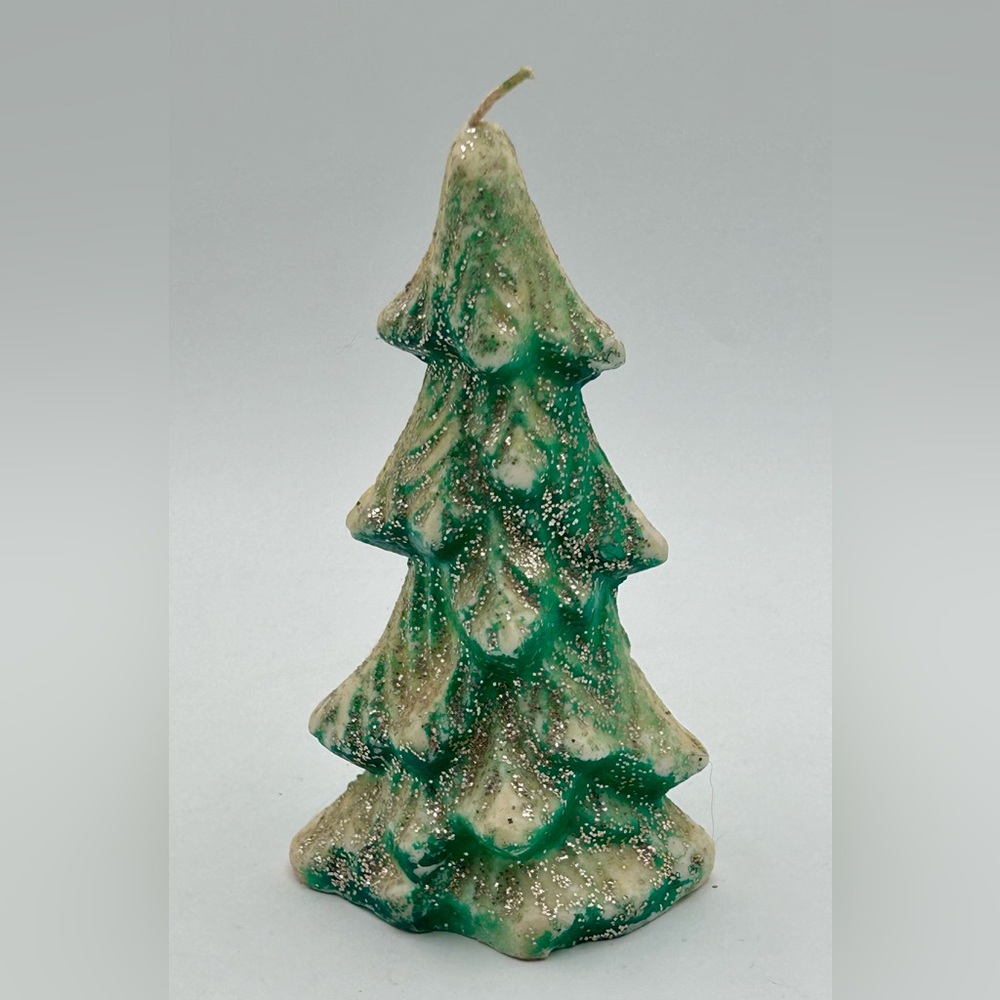 Vintage Gurley Christmas Tree Candle 1950s Glitter Green 6"